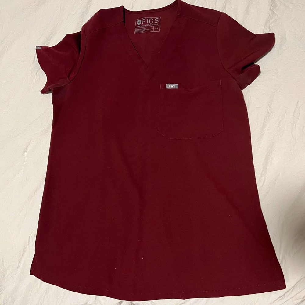 FIGS - X-SMALL CATARINA TOP BURGUNDY